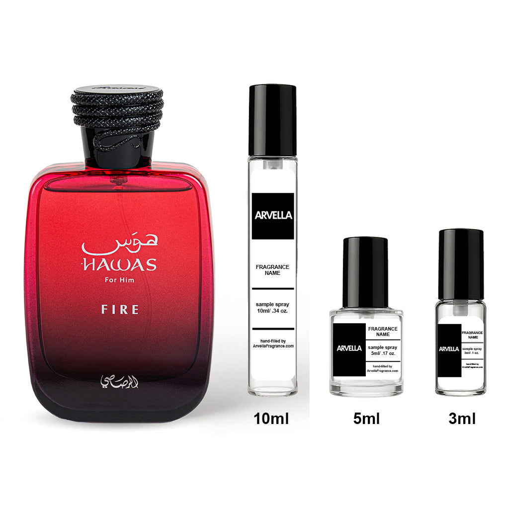 Rasasi Hawas Fire Sample 10ml Spray - Arvella Fragrance